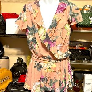 New Top By City Chic lavender pink floral! Tie at waist. Size XXS or 12